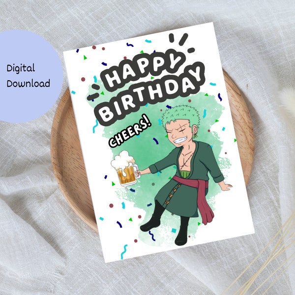 Happy Birthday Roronoa Zoro, One Piece Anime Birthday Card