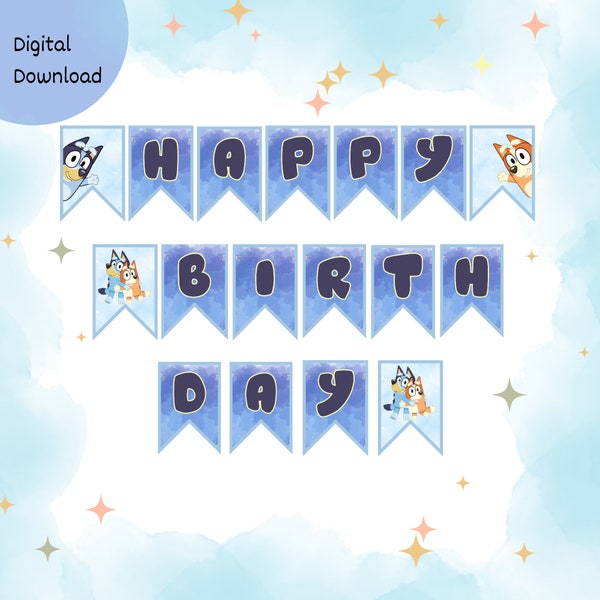 Bluey Birthday Banner Download - Etsy