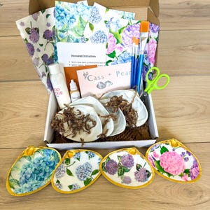 Hortensia Decoupage Musselskalskit: DIY-pysselgåva