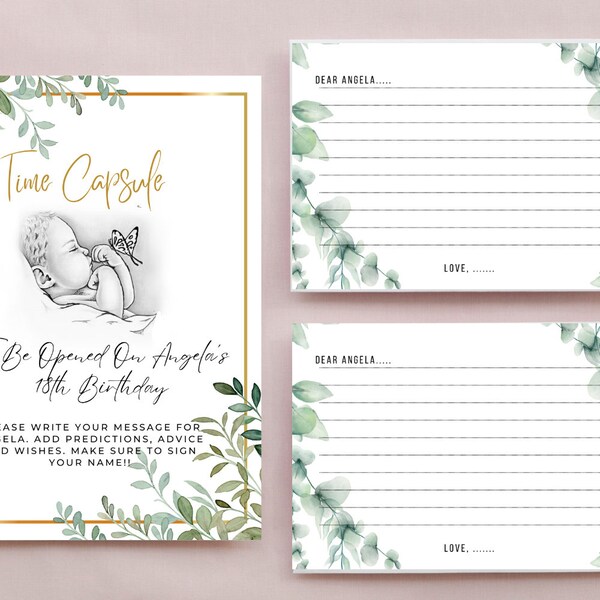 Editable Time Capsule Template for Baby with Original Artwork