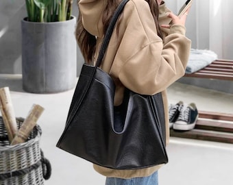 Soft Vegan Leather Tote Bag, Large Capacity Shoulder Bag with Removable Insert, Leather Tote Bag, Laptop Bag, Women Shoulder Bag
