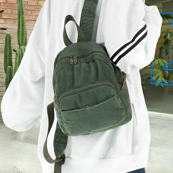 Mini backpack, Cute small backpack,  Corduroy Bag, Lightweight Daily Bag, Corduroy aesthetic backpack, Kawaii girls backpack, Novelty bag