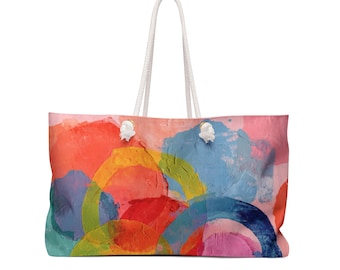 Abstract Watercolor Circles Weekender Bag | Colorful Beach Tote