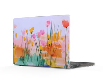 Watercolor Wildflowers Clear MacBook Case | Floral Laptop Cover