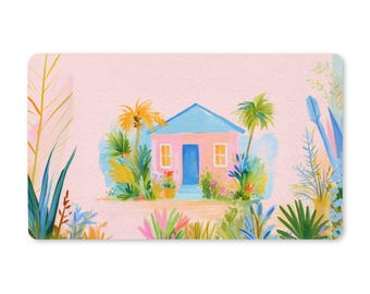 Pastel Tropical Cottage doormat | colorful house welcome mat