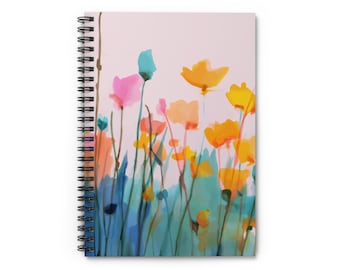 Watercolor Wildflowers Spiral Notebook | Ruled Lined Journal