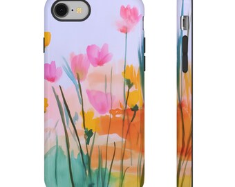 Watercolor Wildflowers tough case | floral phone case, pastel spring design