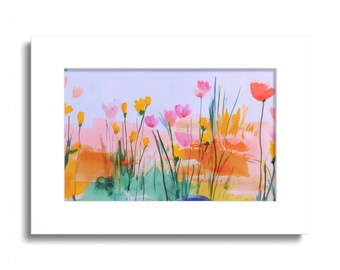 Watercolor Wildflower Print Poster | Colored Frame Wall Art