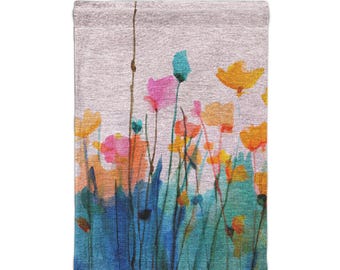 Abstract Poppy Field Woven Wall Tapestry | Floral Boho Wall Hanging