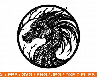 Dragon Design Svg Png Dxf Eps Pdf | Vector Graphic Cut File Laser Clip ...