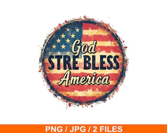 Retro Tie Dye USA PNG: God Bless America Patriotic Clipart
