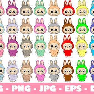 Labubu Designs SVG Bundle, Labubu Clipart, Labubu PNG, Cute Labubu Vector, Cartoon Character SVG, Cricut Cut Files, Digital Download, Labubu
