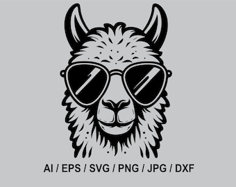 Llama with Sunglasses SVG | Animal Vector Clipart (Digital Download)