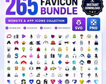 265 Favicon Bundle SVG PNG | Website & App Icons Collection | Web Designer Toolkit | Digital Download