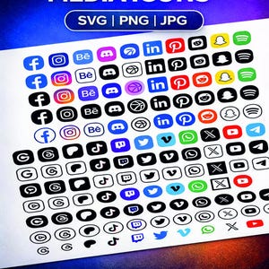 Social Media Logos, Icons SVG, PNG, JPG (Instant Download)