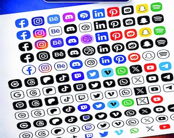 Social Media Logos, Icons SVG, PNG, JPG (Instant Download)