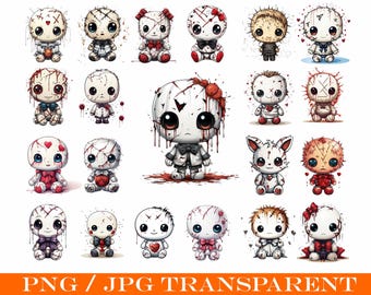 Creepy Doll Clipart – Halloween Voodoo PNG Bundle