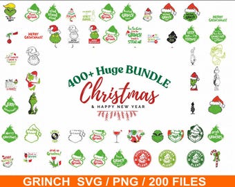 Christmas Svg Bundle, 400+ Noel Png Designs, Grinch Christmas , Ornaments, Cut Files for Cricut
