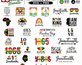 Juneteenth SVG PNG Bundle, Black History Month Designs (Digital Download)