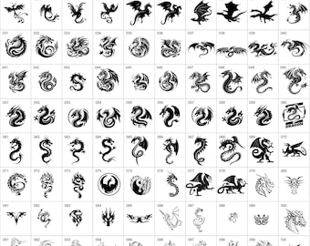 Dragon Silhouette SVG Bundle, Tattoo Clipart (Digital Download)