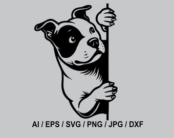 American Pit Bull Head SVG | Smiling Puppy Clipart | Hound Pet Vector PNG for Crafts