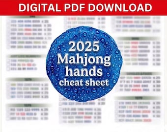 2025 American Mahjong Reference Sheet, Printable Cheat Sheet, Mahjong Hand Guide, Beginner-Friendly Visual Reference, Game Night
