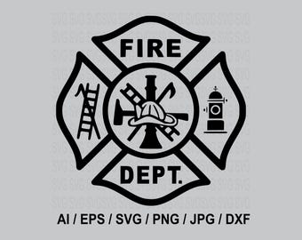 Fire Department Maltese Cross SVG, Firefighter Emblem (Digital Download)