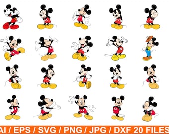 Mickey Mouse Clipart Bundle, Disney SVG Files for Cricut (Digital Download)