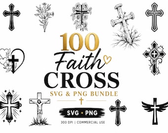100 Faith Cross SVG PNG Bundle, Christian Cricut Designs (Digital Download)