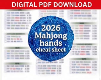 2026 American Mahjong Reference Sheet, Printable Cheat Sheet, Mahjong Hand Guide, Beginner-Friendly Visual Reference, Game Night