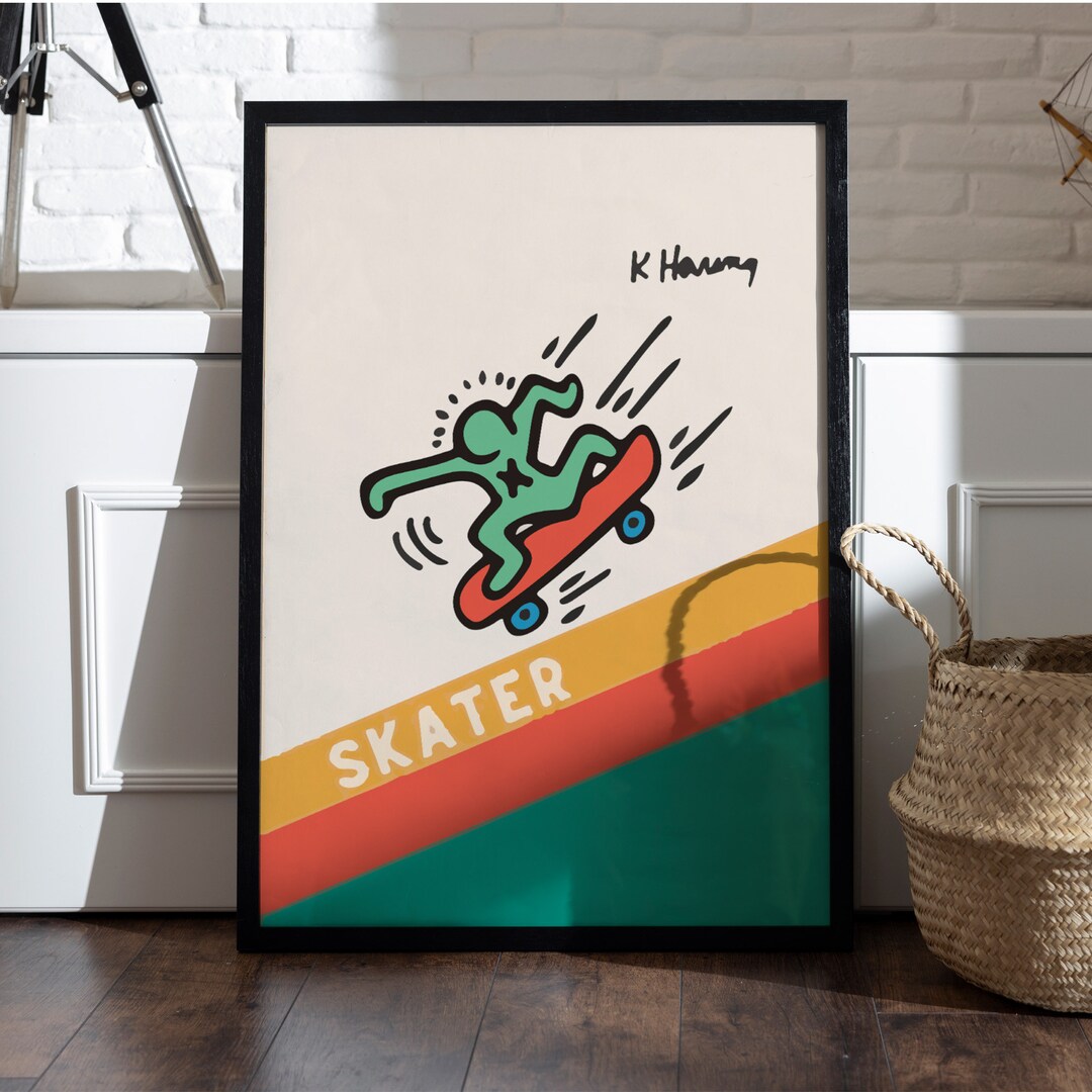 Keith Haring Skateboardkeith Haring Art Print Keith Haring Etsy