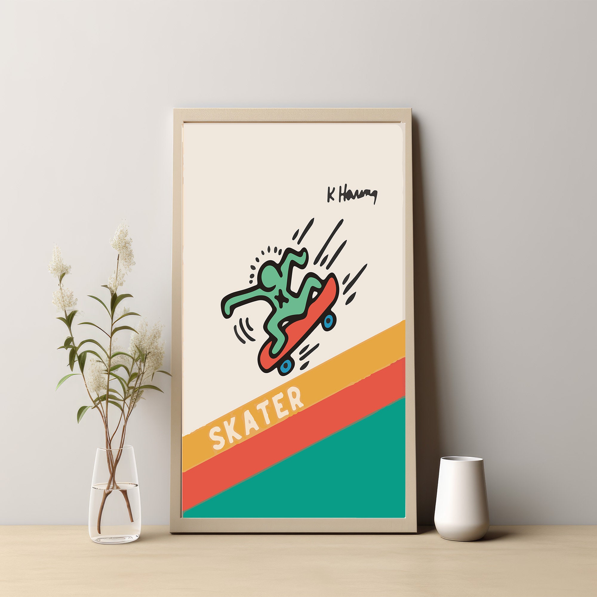 Keith Haring Skateboardkeith Haring Art Print Keith Haring Etsy