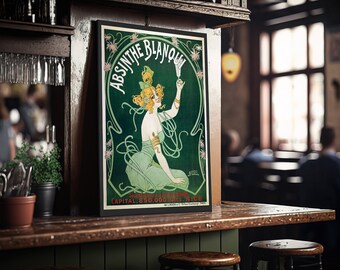 Absinthe Blanqui Food&Drink Vintage French Advert,Art Nouveau, Vintage Poster, Vintage Wall Art,Retro Wall Art, Vintage Print,Gift İdea