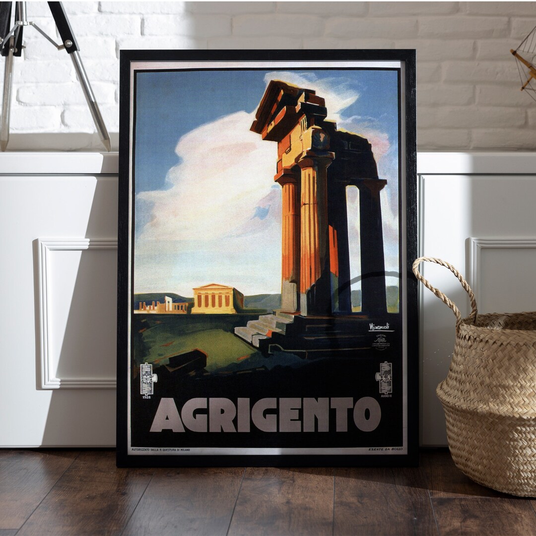 Agrigento Travel Poster Vintage French Advert Italy Etsy
