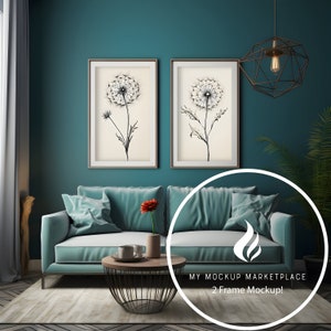 Double Frame Mockup, Modern Decor, 2 Frame Mockup, Mockup, Frame Mockup, Interior Mockup, Editable Mockup, Styled Interior Mockup, PSD File