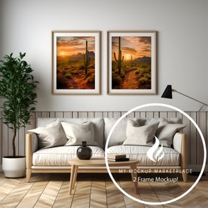 Double Frame Mockup, Modern Decor, 2 Frame Mockup, Mockup, Frame Mockup, Interior Mockup, Editable Mockup, Styled Interior Mockup, PSD File
