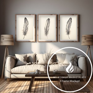 Three Frame Mockup, Modern Decor, 2 Frame Mockup, Mockup, Frame Mockup, Interior Mockup, Editable Mockup, Styled Interior Mockup, PSD File
