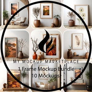 1 Frame Mockup Bundle, 10 Mockups, 1 Frame Mockup, Mockup Bundle, Frame Mockup, Interior Mockup, Editable Mockup, Styled Interior Mockup
