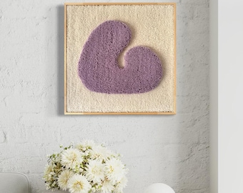 Lilac Textured Wool Artwork, Modern Soft Wall Art, Handmade Neutral Decor, Sensory-Friendly Tactile Piece