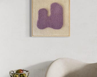 Abstract Tactile Wall Art, Lilac Textured Wool Artwork, Handmade Soft Decor, 53x53cm