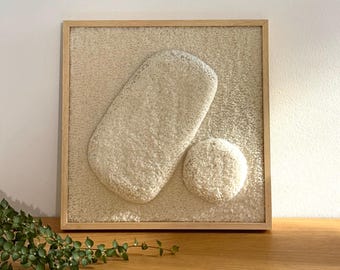 Wool Fiber Art: Minimalist Symbolic Decor (30x30cm)