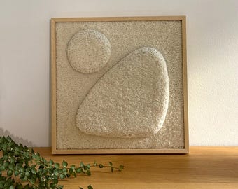 Wool Wall Art: Abstract Ecru Textile, 30x30cm