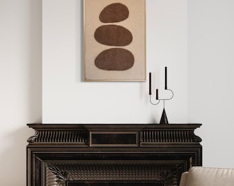 Wool Wall Hanging: Abstract Neutral Textile Art (50x70cm)