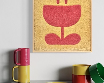 Handmade Wool Flower Wall Art: Framed Textile Decor