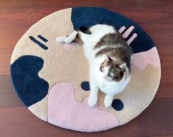 Modern Hand-Tufted Wool Rug: Colorful Round Carpet