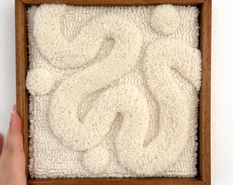 Minimalist Wool Wall Art: Handmade Textile Artwork in Wooden Frame