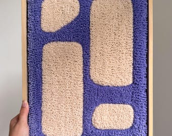 Framed Wool Painting: Abstract Scandinavian Wall Art, Purple Home Decor