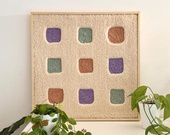 Framed Wool Tapestry Art: 3D Textured Pastel Wall Hanging