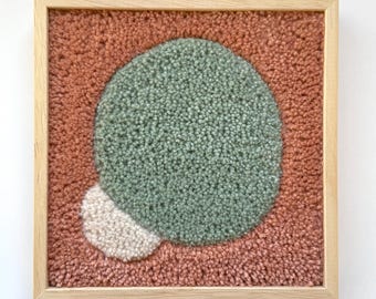 Modern Wool Textile Art: Peach & Pastel Wall Hanging, Framed Artwork