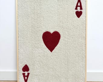 Handmade Wool Ace of Hearts Wall Hanging: Eclectic Valentine's Decor